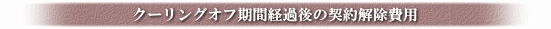 クーリングオフ期間経過後の契約解除費用